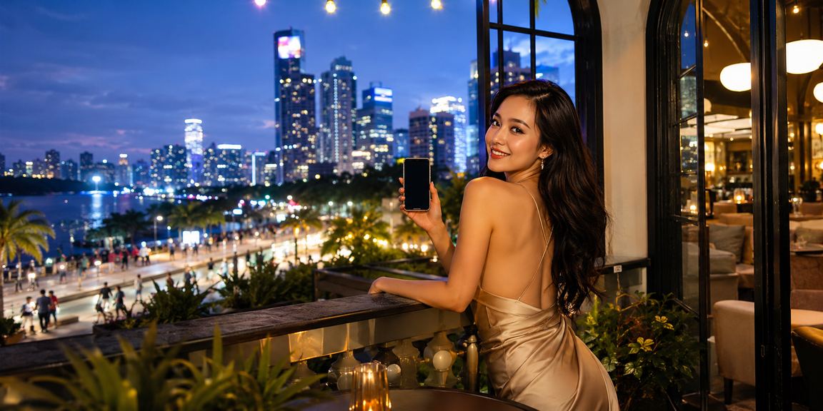 Người dùng tại Thành phố Hồ Chí Minh mở k08 trên điện thoại trong quán cà phê